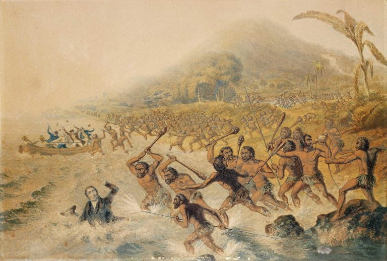 1602px The Massacre of the Lamented Missionary The Rev. J. Williams and Mr. Harris 1841 B 088 002 768x518