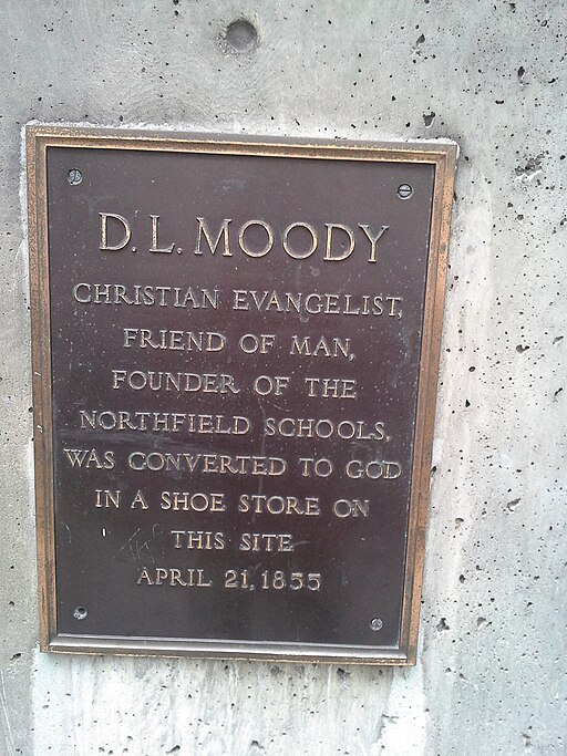 512px Plaque on Site of the conversion of Dwight Moody in Boston Massachusetts MA USA on Court Street
