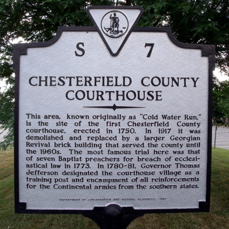 Chesterfield County Courthouse Marker 768x769