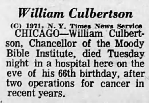 Culbertson Obituary