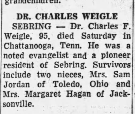 Weigle Obituary